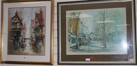 Ben Maile (b. 1922), acrylic, The Shambles, York, Whitgift Galleries label verso and a limited edition print after Maile